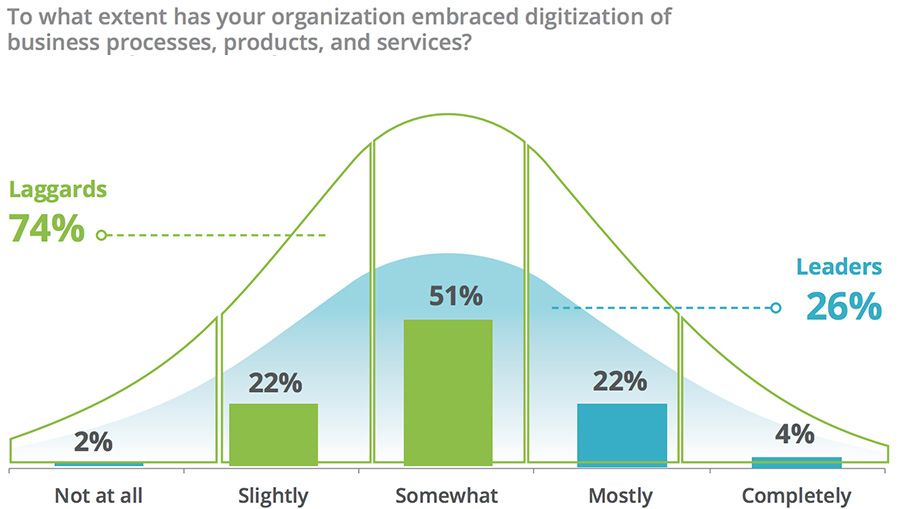 To what extent has your organization embraced digitization of business processes, products, and services?