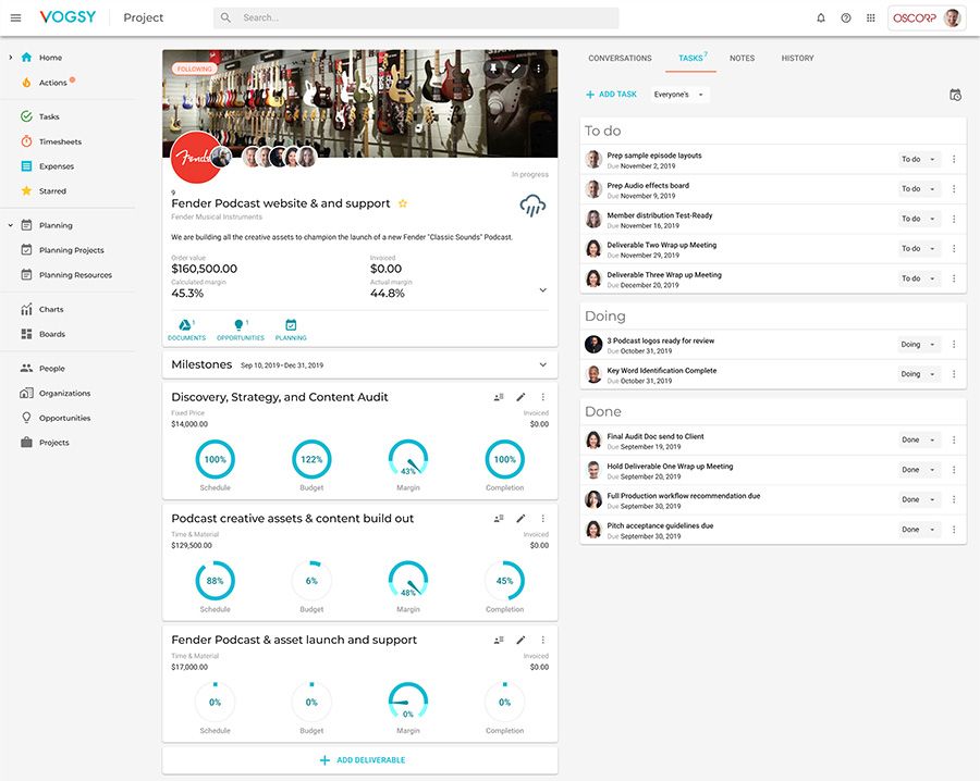 VOGSY project with tasks