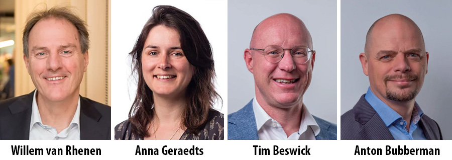 Willem van Rhenen, Anna Geraedts, Tim Beswick en Anton Bubberman