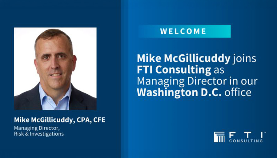 Mike McGillicuddy joins FTI Consulting as managing director 